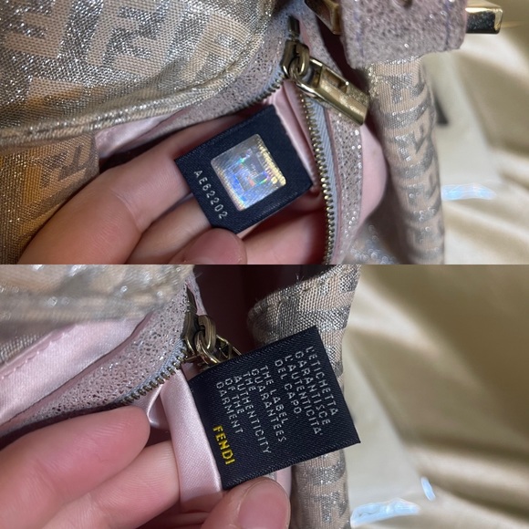 💕SOLD💕Fendi vintage zucchino monogram logo mama baguette rose gold shimmer - Picture 15 of 16